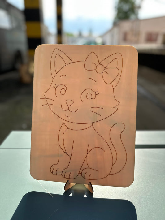 Omalovánka kočka s mašlí 😸🎀 + stojánek