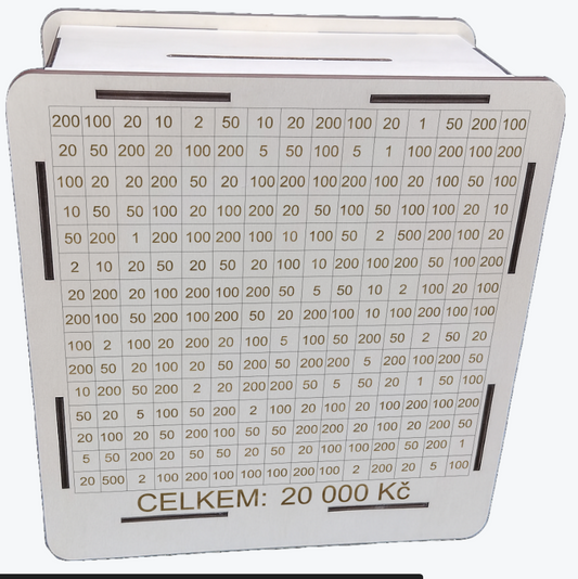 Škrtací pokladnička s čísly – našetři si 20 až 60 tisíc Kč