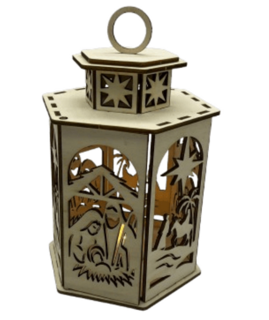 Dřevěná lucerna s motivem Betléma