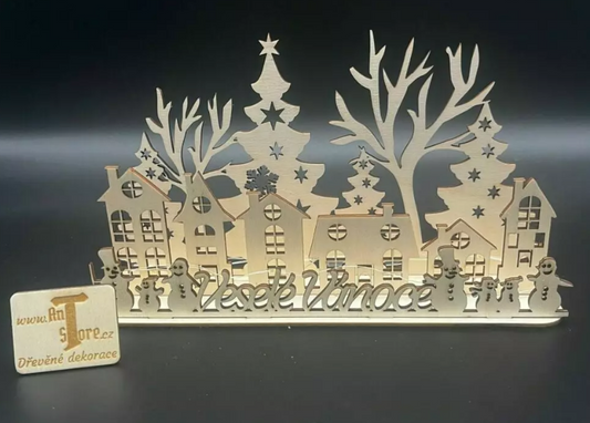 Vánoční vesnička se sněhuláky