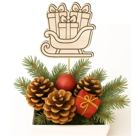 Zápich do truhlíků – Sáně s dárky