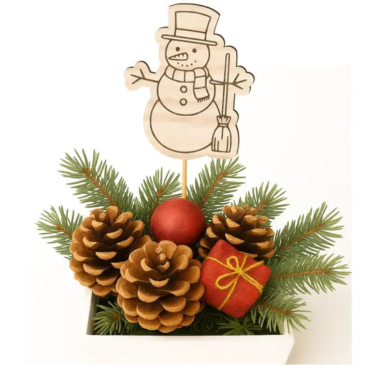 Zápich do truhlíků – Sněhulák s koštětem