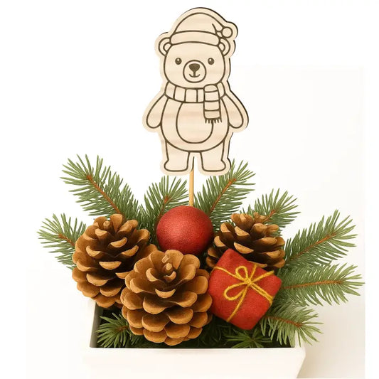 Zápich do truhlíků – Vánoční medvídek